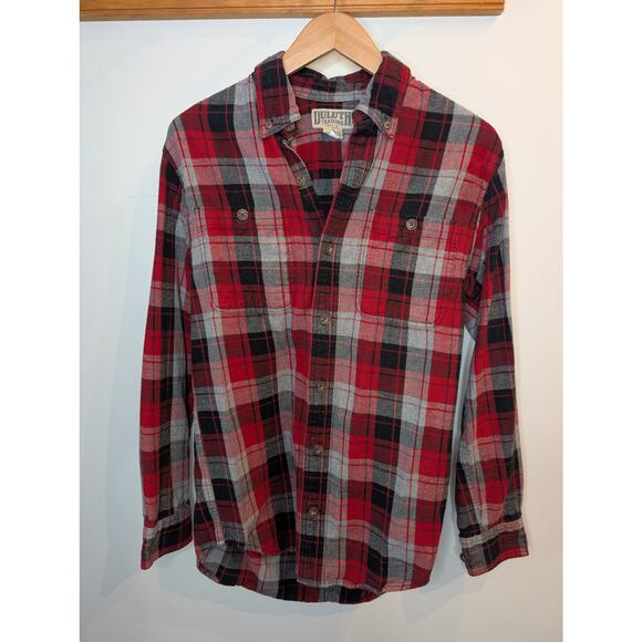 Duluth Flannel Men's Shirt Red Black Gray Plaid Cotton Button Down Large - Picture 1 of 6